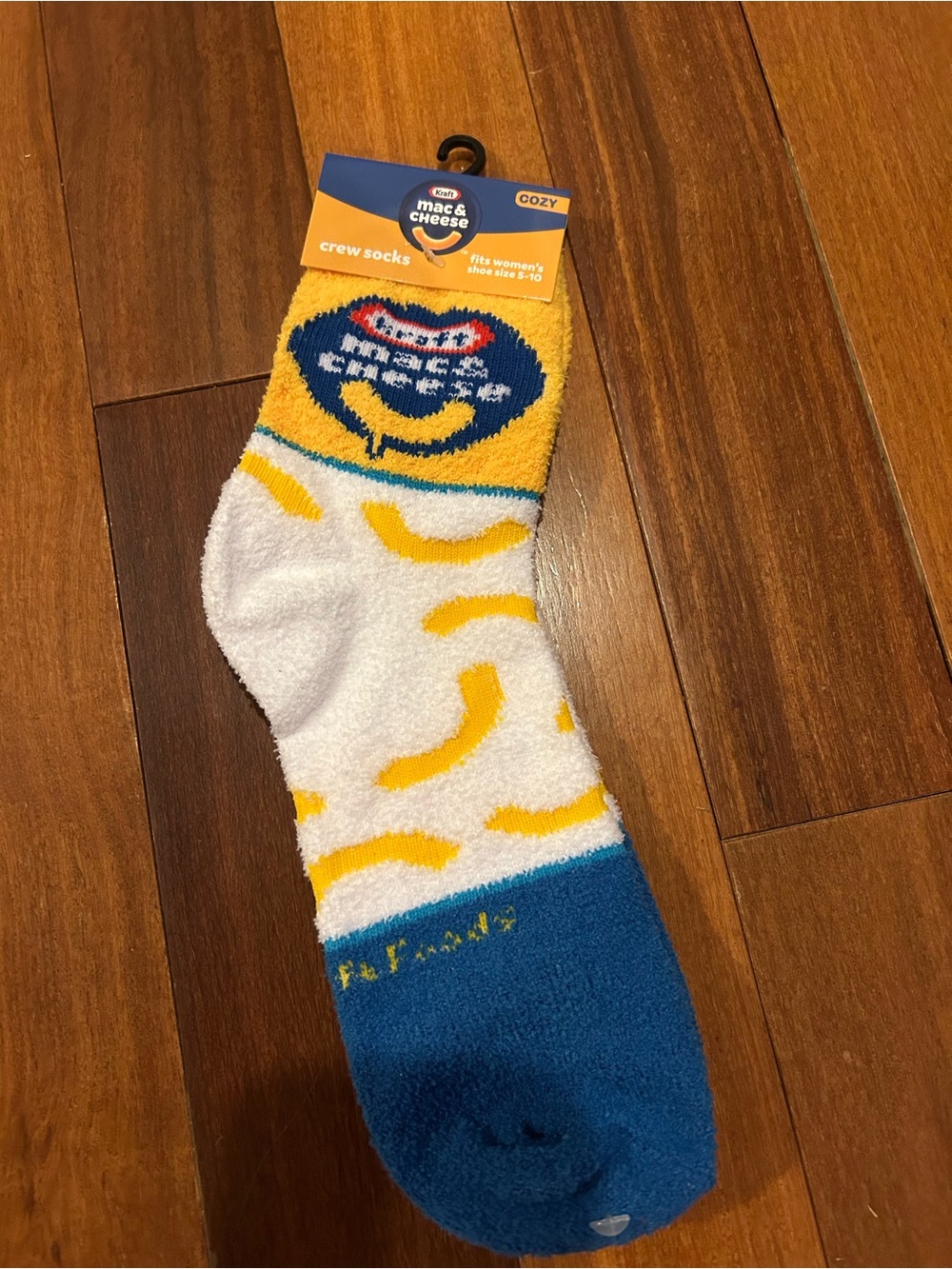 Mac & Cheese Cozy Crew Socks - Yellow & Blue